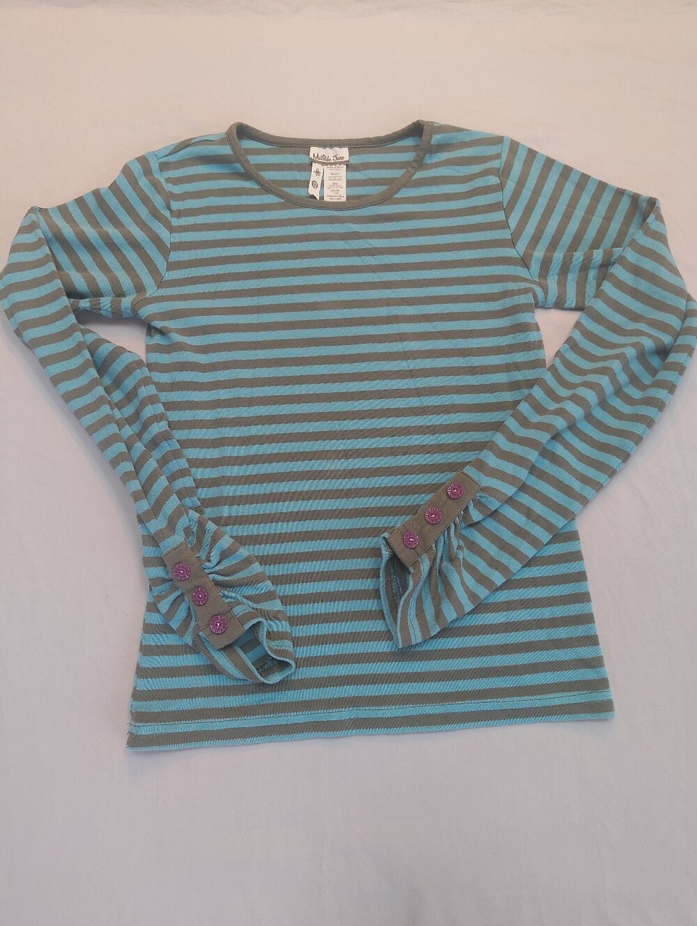 Matilda Jane Secret Fields Blue Striped Lichen Tee Top Shirt Size 12